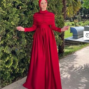 Chic Long Sleeve Red Dress
